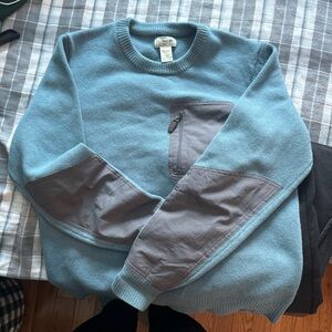 LLBEAN 100% Merino Lambs Wool Maine Guide Sweater Size Medium Hunting Blue